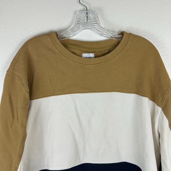 Zara Womens Sweatshirt Size XXL Blue Tan White Colorblock Athleisure Casual - Picture 4 of 6